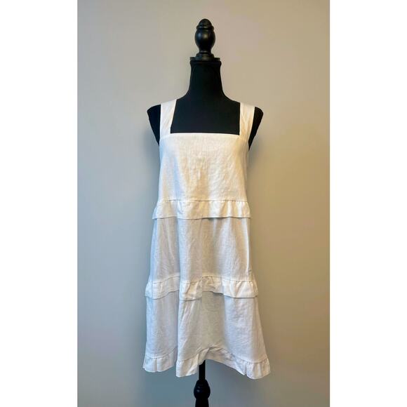 Show Me Your MuMu Dresses & Skirts - Show Me Your Mumu Napa Mini Dress in White Linen Large Sleeveless Tiered Ruffle